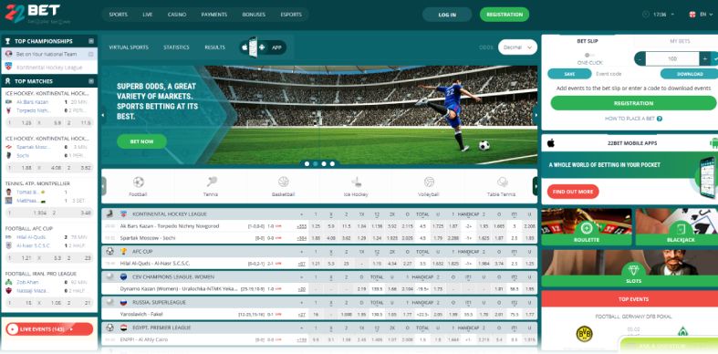 22bet homepage