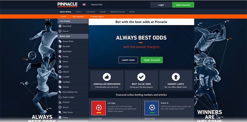 pinnacle sports homepage